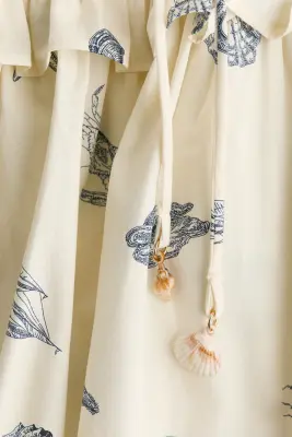 Robe bandeau avec corsage smocké - Crème/coquillages — photo 4