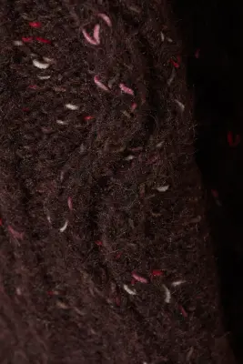 Pull texturé en maille torsadée longue - Violet foncé - Rose néps — photo 3