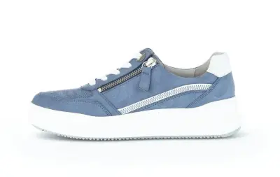 Baskets Gabor 86.568.26 Bleues - Cuir Nubuck Zip Largeur G Grande Pointure Femme — photo 2