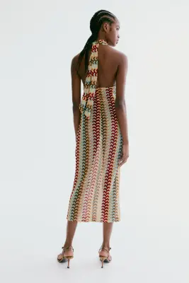 Robe bain-de-soleil façon crochet - Bleu clair/multirayures — photo 3