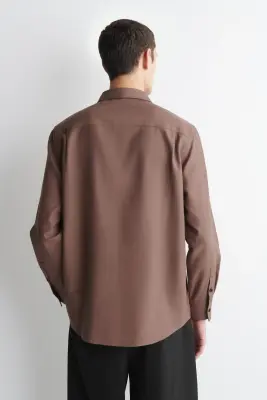 CHEMISE DÉCONTRACTÉE EN SERGÉ - ROUGE ARGILE — photo 4