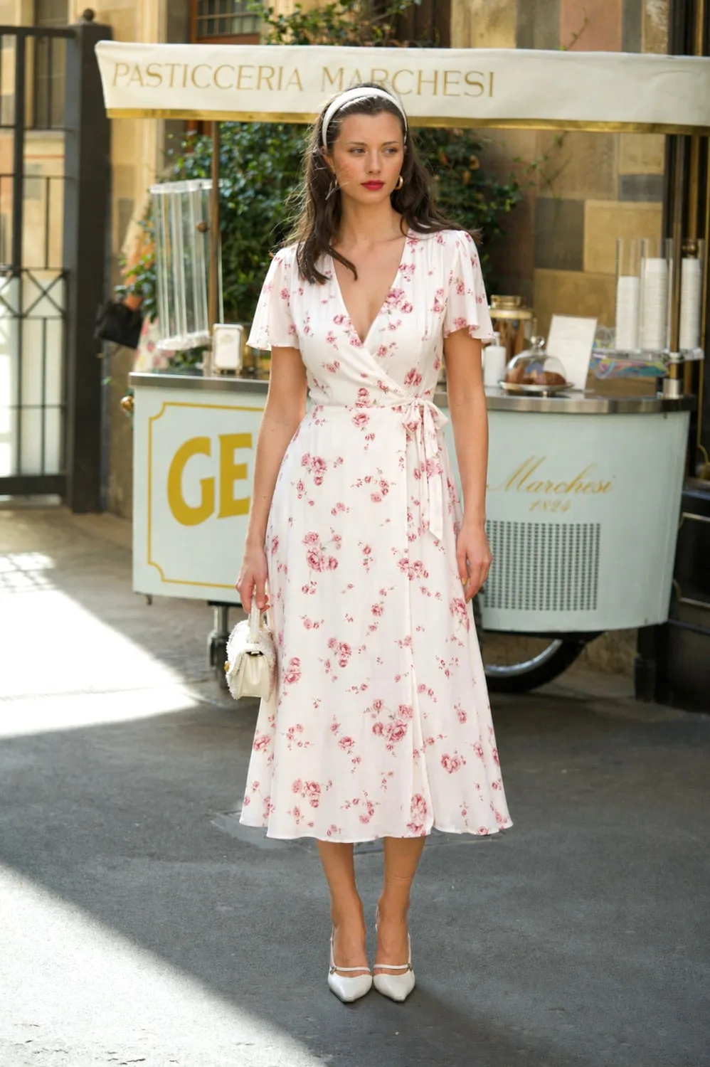Arlette Wrap Dress - Peony print
