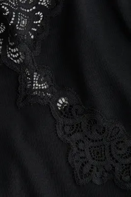 Body en coton avec dentelle - Noir — photo 3