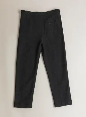 Pleated Pants in Heather Dark Gray Carded Wool — photo 3