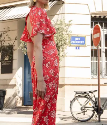 Robe longue à fleurs rouge — photo 5
