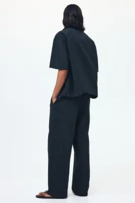 Pantalon texturé Relaxed Fit - Noir — photo 4