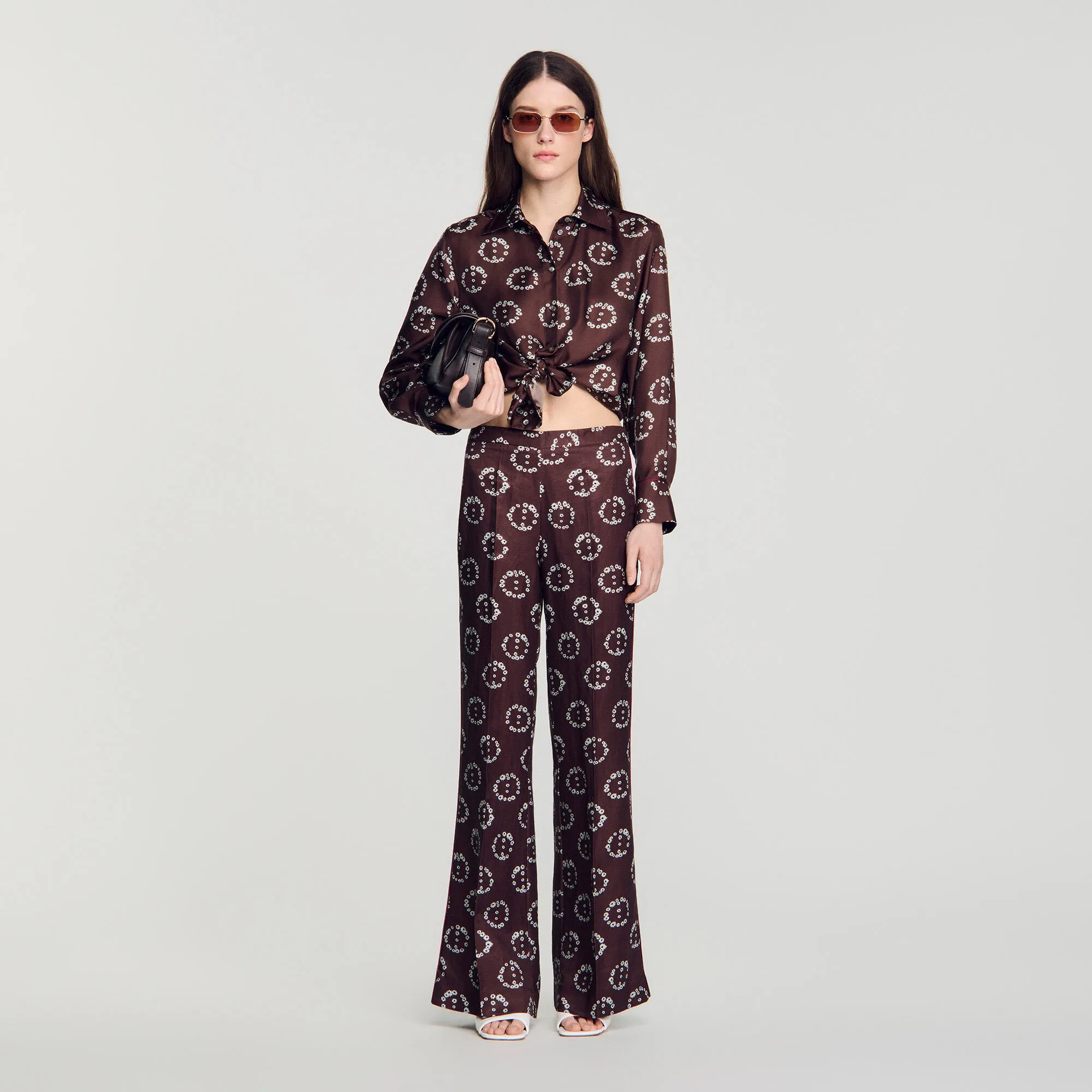 Chemise en soie à imprimé fleuri