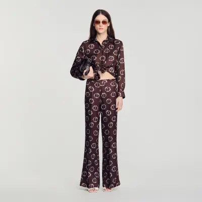 Chemise en soie à imprimé fleuri