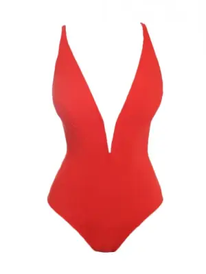 Maillot de bain une pièce décolleté plongeant rouge vif Prix boutique 595€ Taille 40 — photo 1