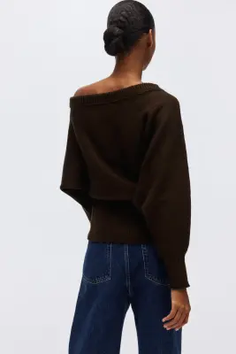 Pull asymétrique - Marron foncé — photo 3