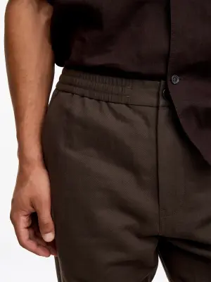 Pantalon en mélange de lin - Marron — photo 3