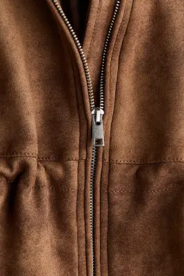 Veste oversize avec cordon de serrage à la taille - Marron — photo 4