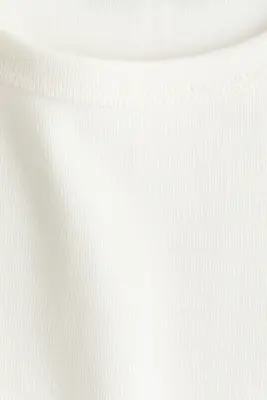T-shirt côtelé - Crème — photo 2