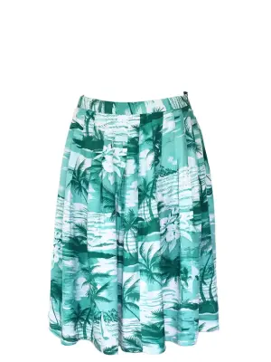 Jupe midi imprimé tropical feuilles de palmier vert et blanc Taille 38 — photo 2