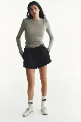 Short en molleton - Marron foncé — photo 2