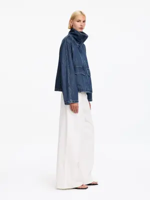 Veste en denim de coton et lyocell - Bleu foncé — photo 2