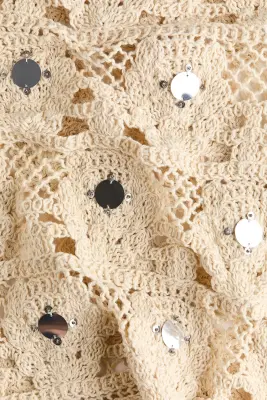 Jupe de plage ornementée façon crochet - Beige clair — photo 4