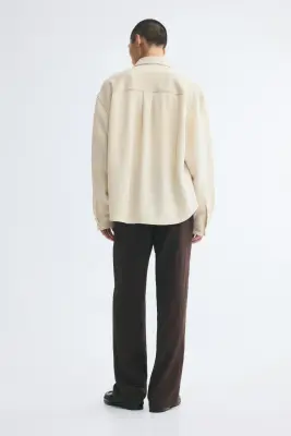 Pantalon texturé Relaxed Fit - Marron foncé — photo 4