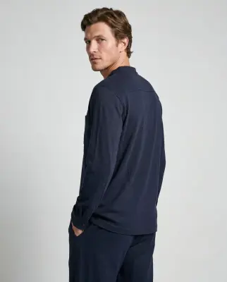 Chemise Marine Manches Longues en Coton / Lin — photo 4