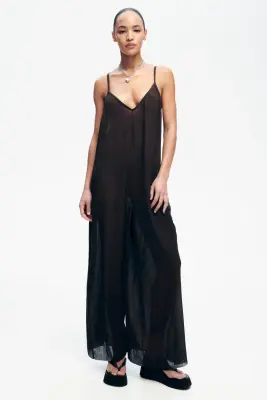 Combi-pantalon froissée - Marron foncé — photo 1