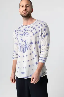 Pull Blue Moon Tie-dye Col Rond Manches Longues en Cachemire — photo 2