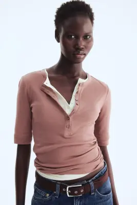 Top en coton pima - Rose ancien foncé — photo 1