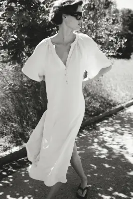 Robe tunique avec liens à nouer - Beige clair — photo 2
