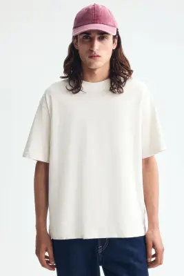 T-shirt Relaxed Fit en coton - Crème — photo 1