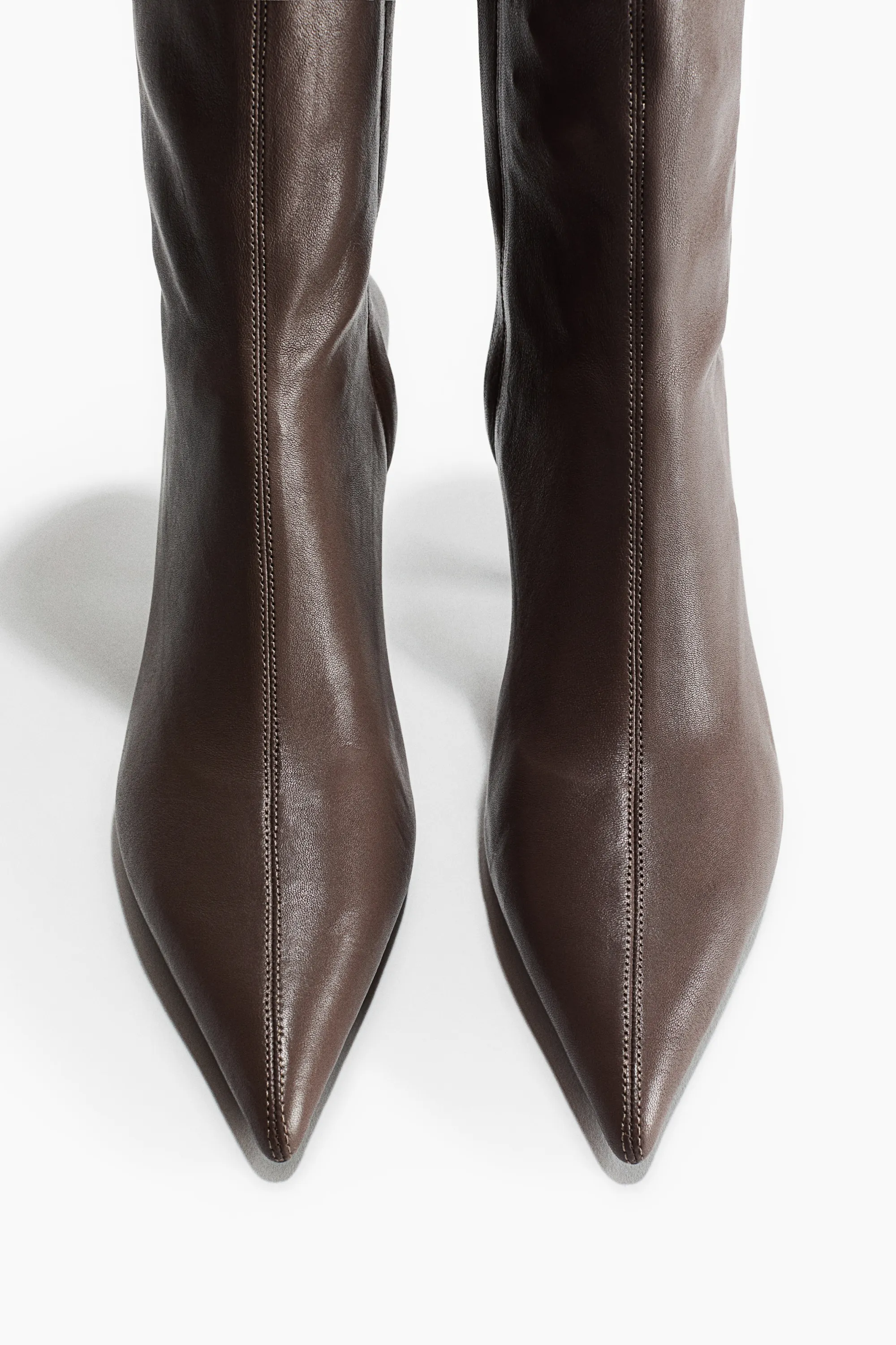Bottines chaussettes en cuir - Taupe foncé