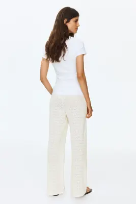 MAMA Pantalon à cordon en maille pointelle - Crème — photo 3