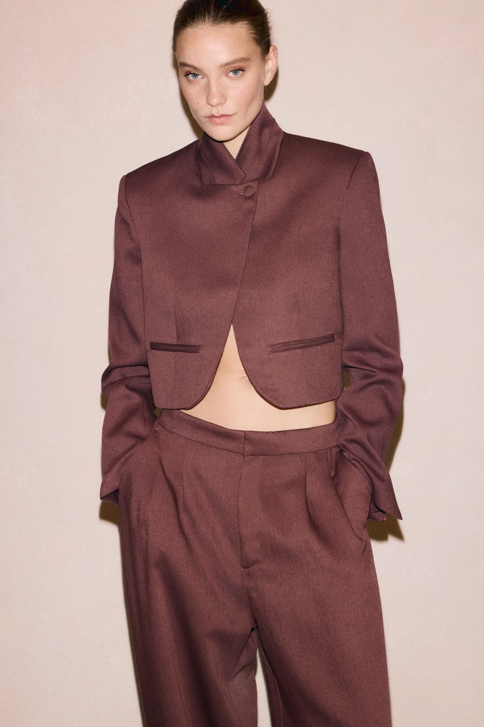 Viscose-blend twill blazer - Brun rouille