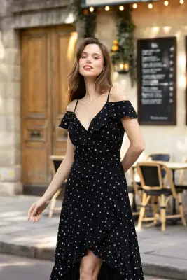 Lana Ruffle Dress - Black white floral — photo 3
