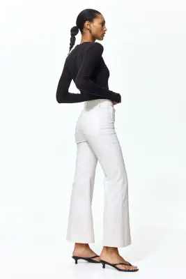 Pantalon évasé 7/8 - Blanc — photo 2