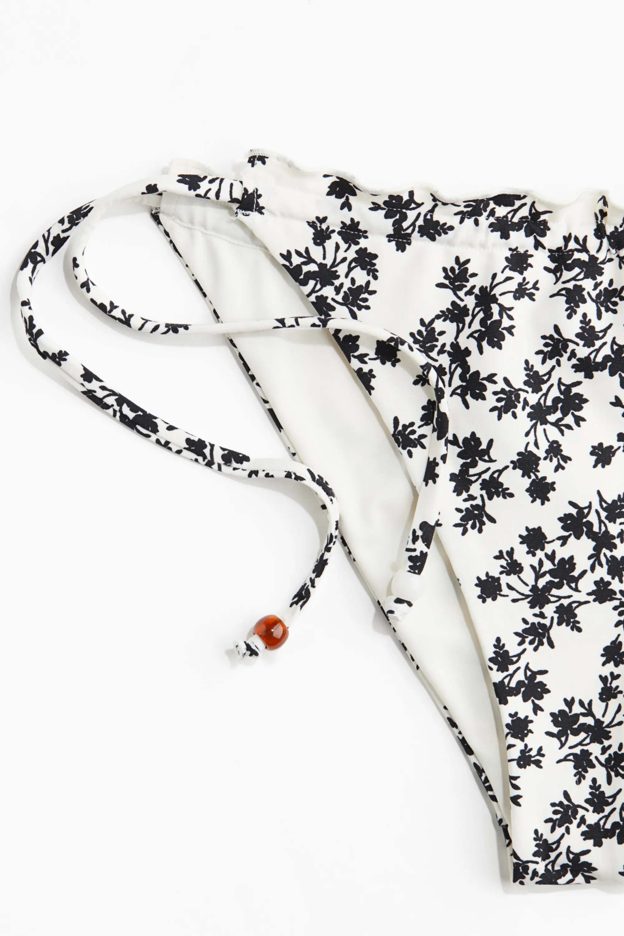 Bas de maillot Tanga à nouer - Blanc/fleuri