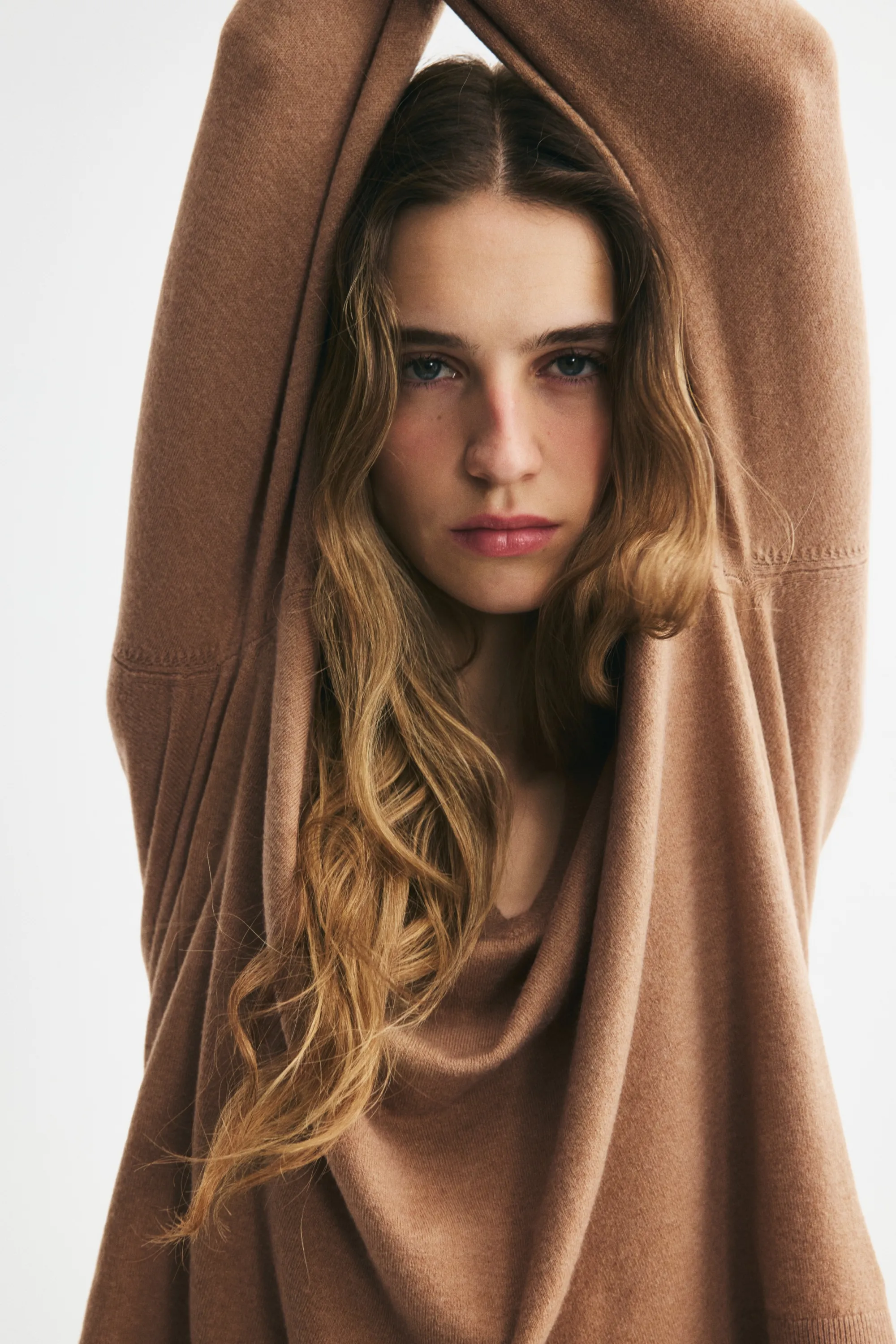 Pull oversize à encolure en V - Beige foncé