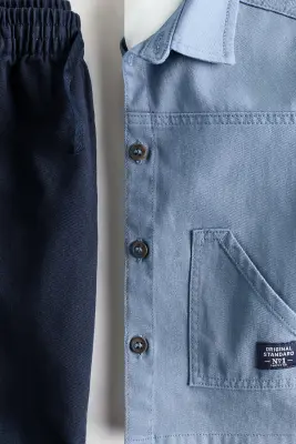 Ensemble 3 pièces en coton - Bleu ancien/bleu marine — photo 2