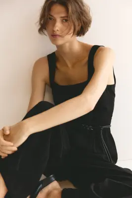 Combi-pantalon avec ceinture - Noir — photo 1