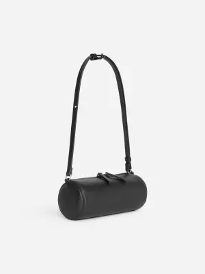 Sac à bandoulière cylindrique en cuir - Noir — photo 4