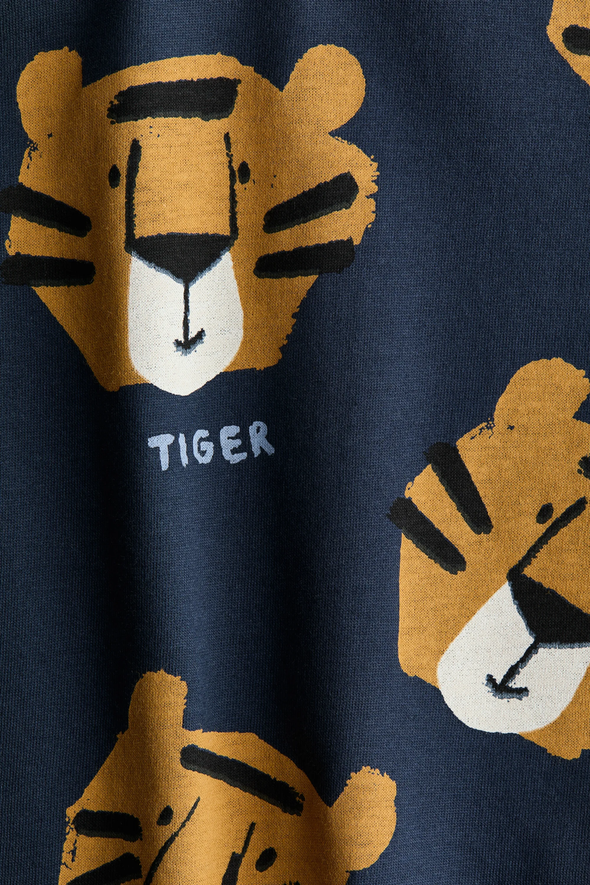 T-shirt imprimé en coton - Bleu marine/tigres