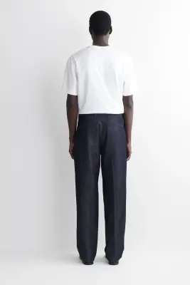 PANTALON REGULAR DROIT EN DENIM BRUT - BLEU ENCRE — photo 2