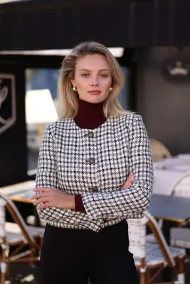 Leontine Tweed Jacket - Black white gold — photo 5