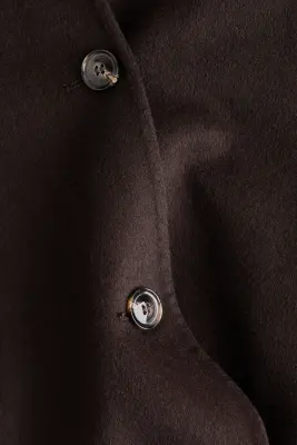 Veste cape en laine mélangée - Marron foncé — photo 3