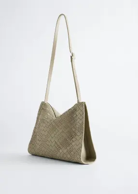 Sac à bandoulière en cuir tressé - Taupe — photo 3