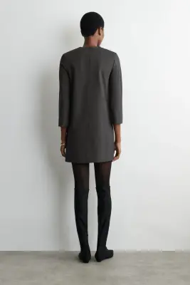 ROBE TAILLEUR COURTE EN JERSEY - GRIS FONCÉ — photo 3