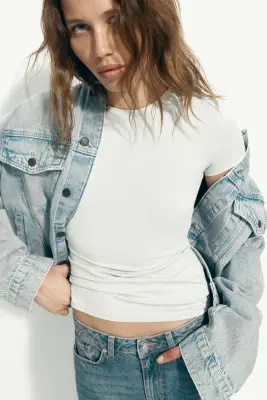 T-shirt ajusté en microfibre - Gris clair — photo 1