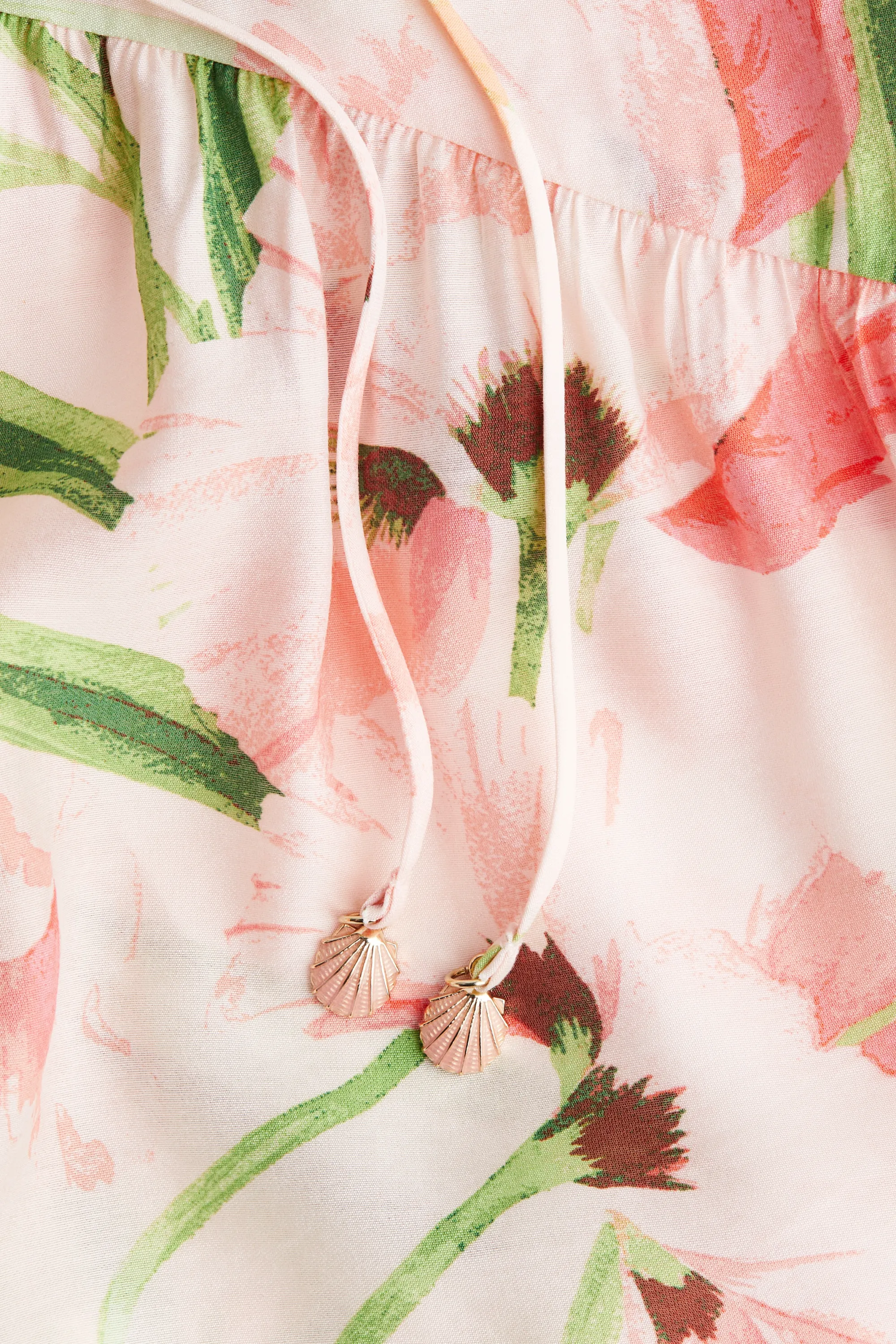 Robe avec cordon de serrage - Rose clair/fleuri