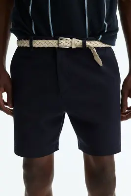 Short chino Regular Fit en coton - Bleu marine — photo 1