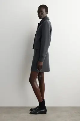 MINI-JUPE EN LAINE MÉRINOS BOUILLIE - GRIS — photo 2