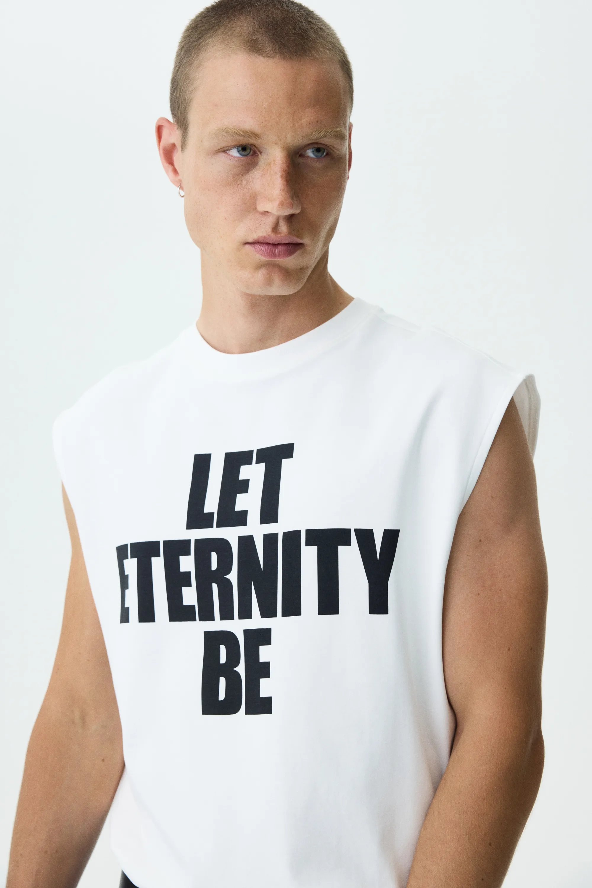Débardeur imprimé Relaxed Fit en coton - Crème/Let Eternity Be