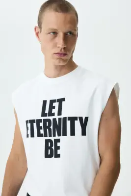 Débardeur imprimé Relaxed Fit en coton - Crème/Let Eternity Be — photo 1